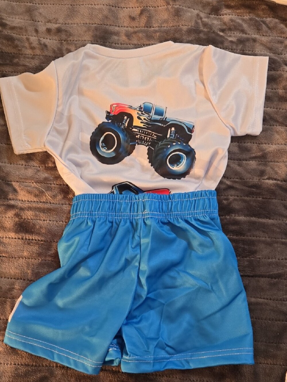 Blue Monster Truck Kids Matching Set - Short Sleeve Top & Shorts - Picture 2 of 6